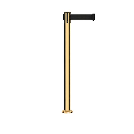 MONTOUR LINE Stanchion Belt Barrier Fixed Base Pol.Brass Post 9ft.Black Belt MX630F-PB-BK-90